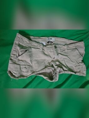 Women's Beige Cargo Denim Shorts